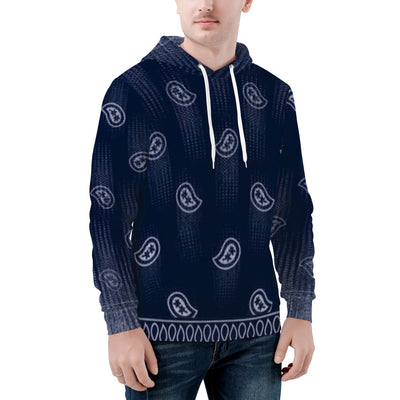 Blue Crip Bandana Paisleys Premium Hoodie - Mr.SWAGBEAST
