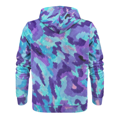 Teal Purple Leopard Camo All Over Print Men /Unisex Premium Hoodie - Mr.SWAGBEAST