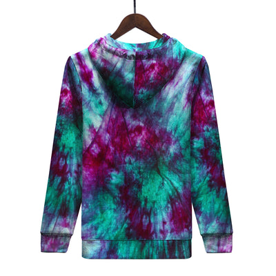 Teal Purple Tie Dye Men/Unisex Premium Adult Hoodie - Mr.SWAGBEAST