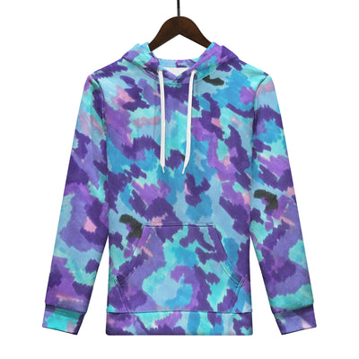 Teal Purple Leopard Camo All Over Print Men /Unisex Premium Hoodie - Mr.SWAGBEAST