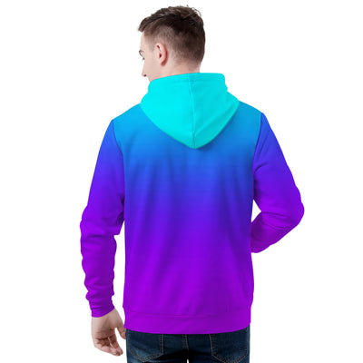 Teal Blue Faded to Purple Men/Unisex All Over Print Premium Hoodie - Mr.SWAGBEAST