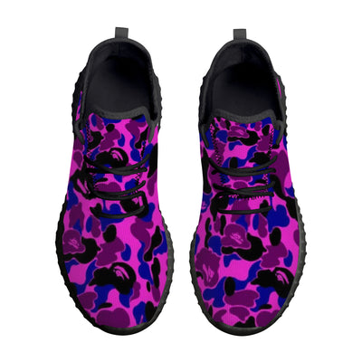 Blue Purple B Ape Camo Pattern Premium Sneakers - Mr.SWAGBEAST