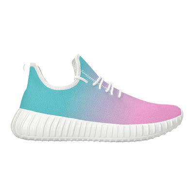 Pink fade to Teal Yeezy Styled Sneakers - White Soles - Mr.SWAGBEAST