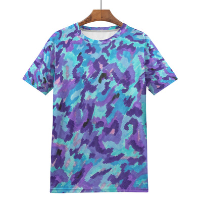 Teal Purple Leopard Camo All Over Print Men /Unisex Premium T-Shirt - Mr.SWAGBEAST