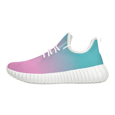 Pink fade to Teal Yeezy Styled Sneakers - White Soles - Mr.SWAGBEAST