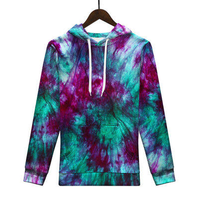 Teal Purple Tie Dye Men/Unisex Premium Adult Hoodie - Mr.SWAGBEAST