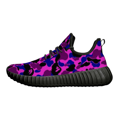 Blue Purple B Ape Camo Pattern Premium Sneakers - Mr.SWAGBEAST