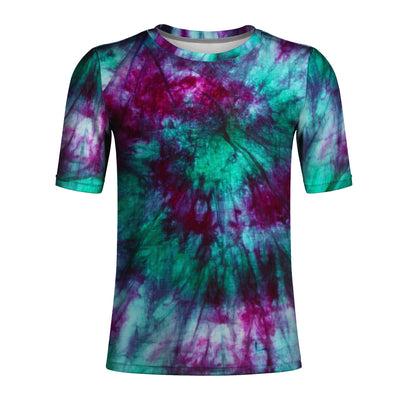 Purple /Teal Tie Dyed All Over Print Premium Men/Unisex Premium T-shirt - Mr.SWAGBEAST