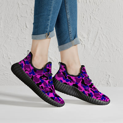 Blue Purple B Ape Camo Pattern Premium Sneakers - Mr.SWAGBEAST
