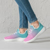 Pink fade to Teal Yeezy Styled Sneakers - White Soles - Mr.SWAGBEAST