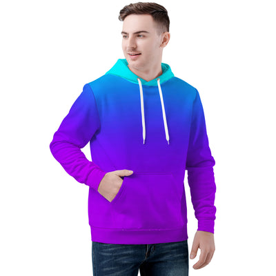 Teal Blue Faded to Purple Men/Unisex All Over Print Premium Hoodie - Mr.SWAGBEAST