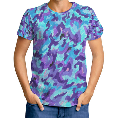Teal Purple Leopard Camo All Over Print Men /Unisex Premium T-Shirt - Mr.SWAGBEAST