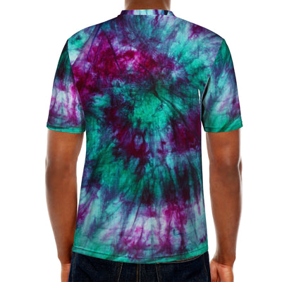 Purple /Teal Tie Dyed All Over Print Premium Men/Unisex Premium T-shirt - Mr.SWAGBEAST