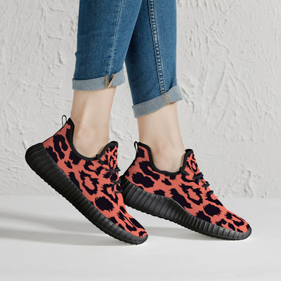 Neon Orange Leopard Pattern Premium Sneakers - Mr.SWAGBEAST