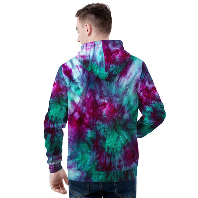 Teal Purple Tie Dye Men/Unisex Premium Adult Hoodie - Mr.SWAGBEAST