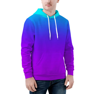 Teal Blue Faded to Purple Men/Unisex All Over Print Premium Hoodie - Mr.SWAGBEAST